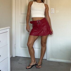 Mistress Rocks Wine vegan leather mini skirt